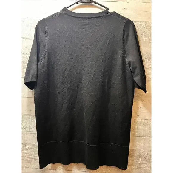 Arianna Papell Black Sheer Neck Short Sleeve Sweater Size Medium (E) - Picture 5 of 5